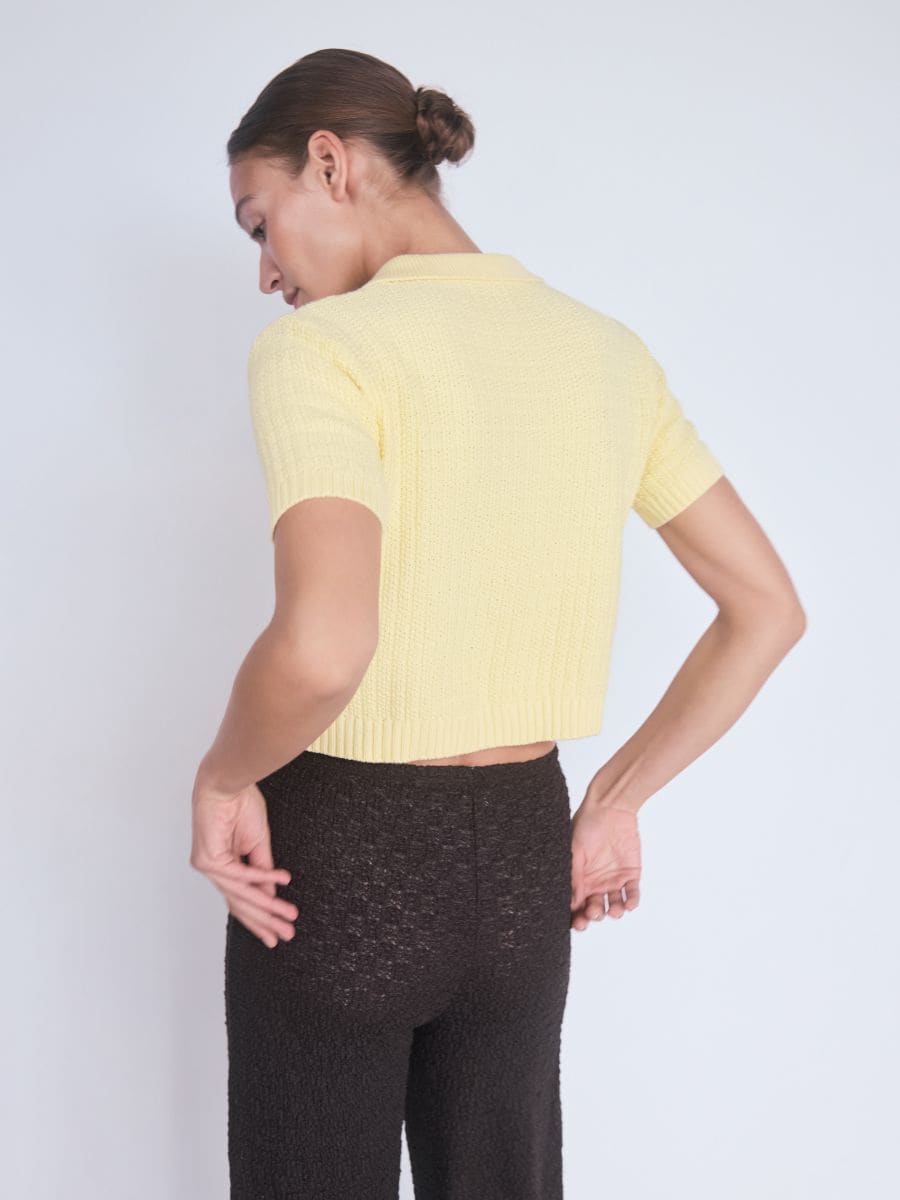 Cotton cardigan with buttons - light yellow - RESERVED - 5