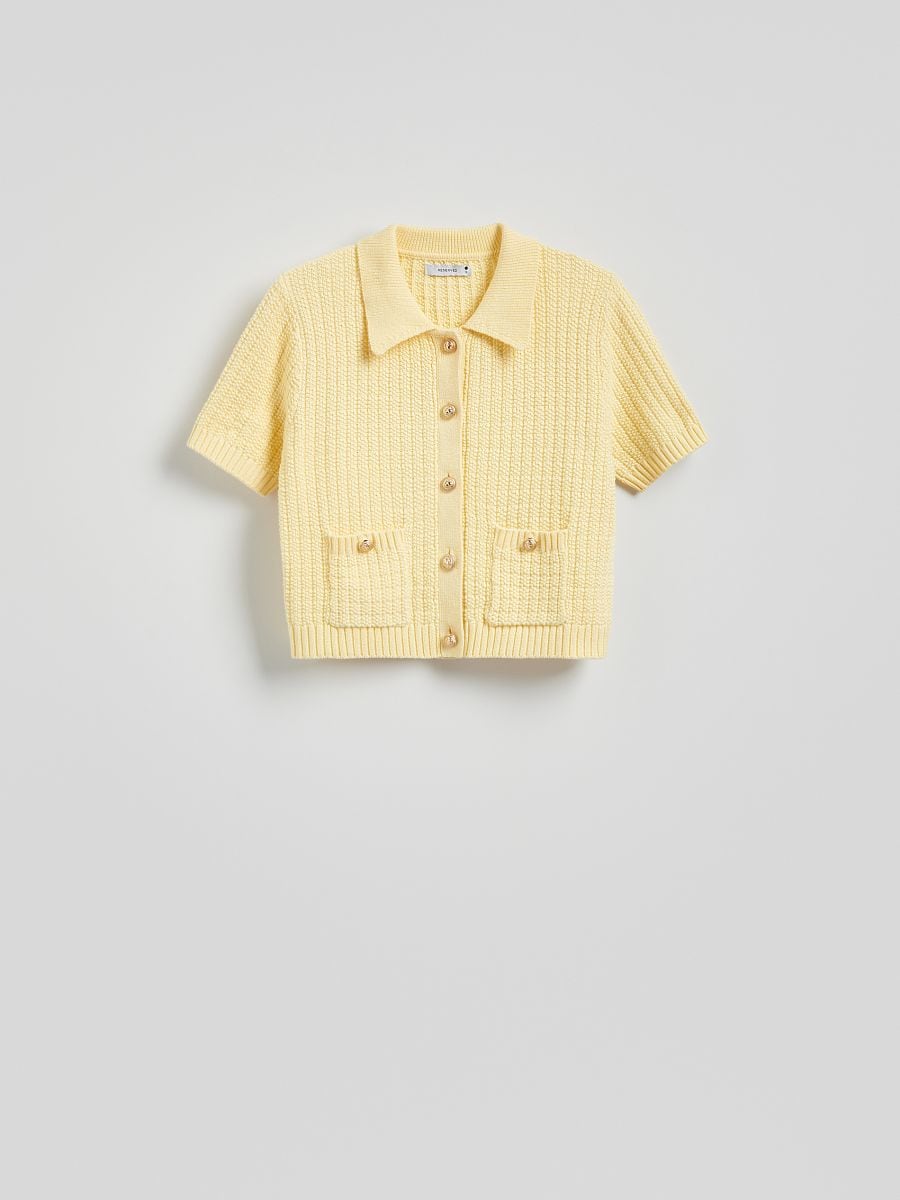 Cotton cardigan with buttons - light yellow - RESERVED