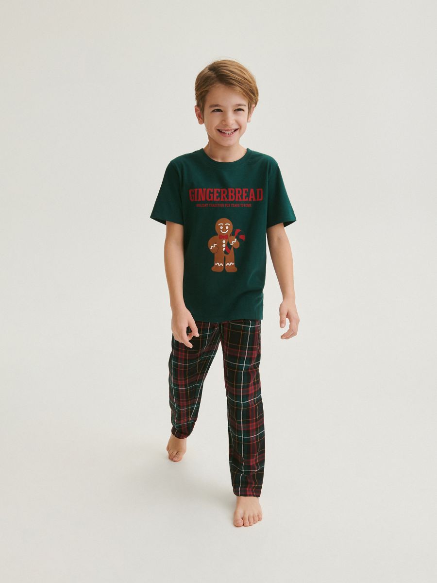 Dwuczęściowa świąteczna piżama - ciemnozielony - RESERVED