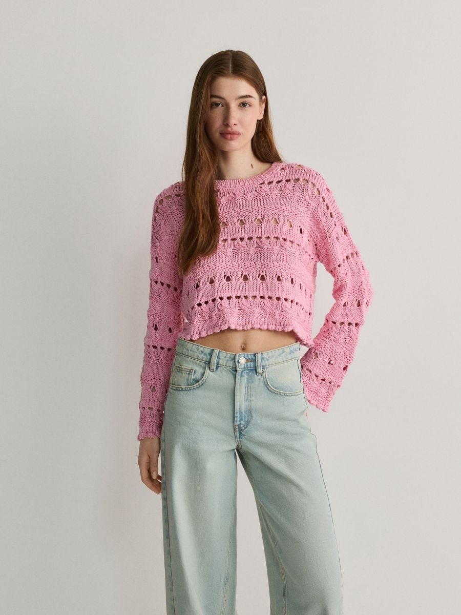 Openwork knit jumper - pink - RESERVED