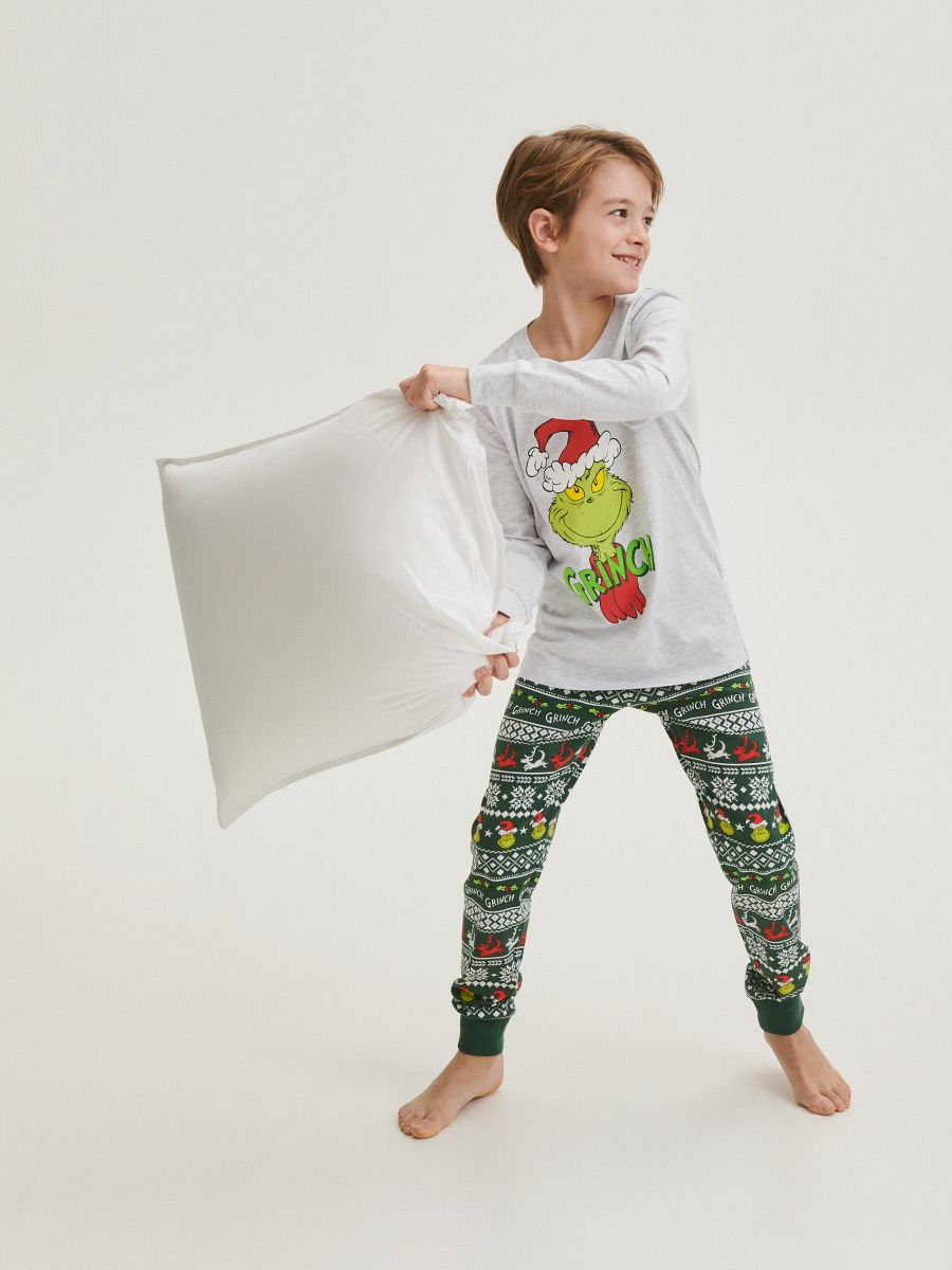 Świąteczna piżama Grinch - ciemnozielony - RESERVED