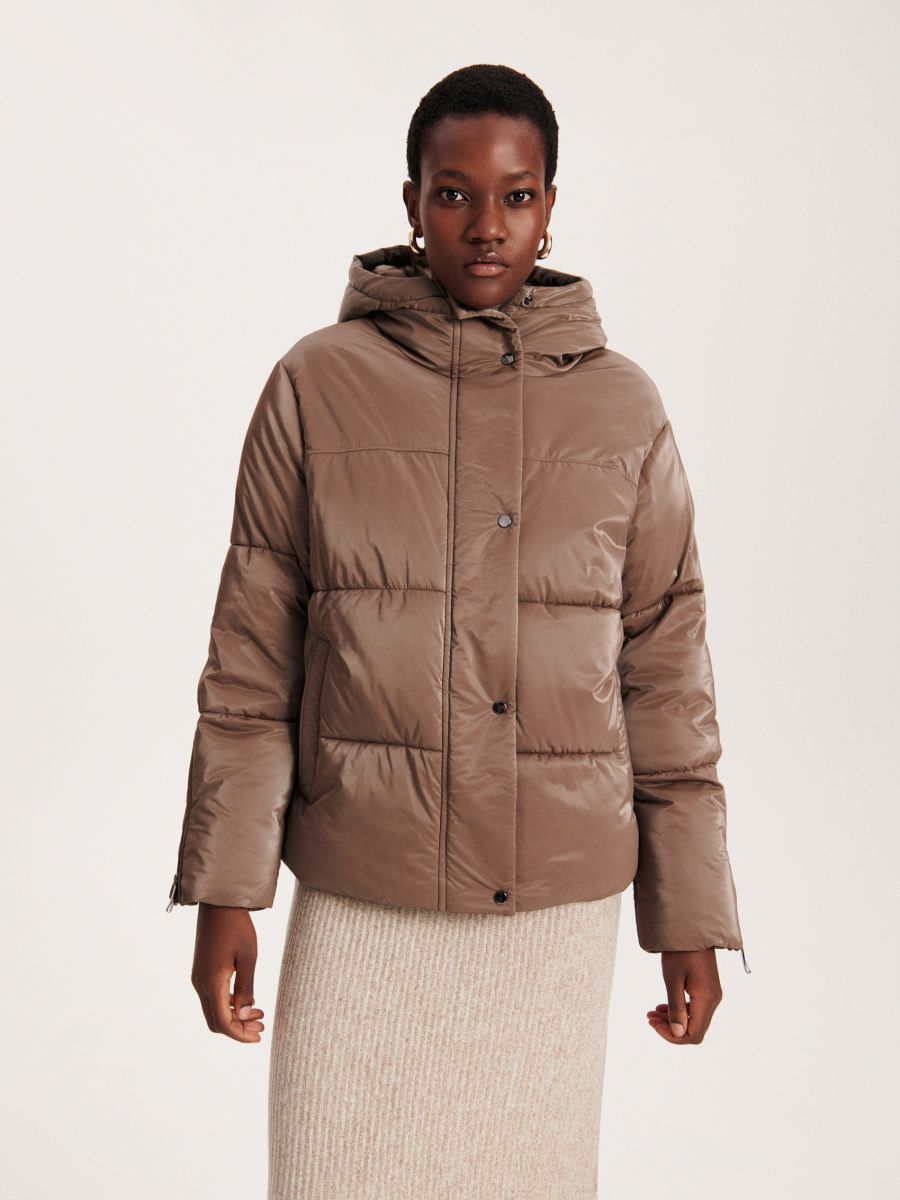 Jacket with zip fasteners to the cuffs - coffee - RESERVED - 5