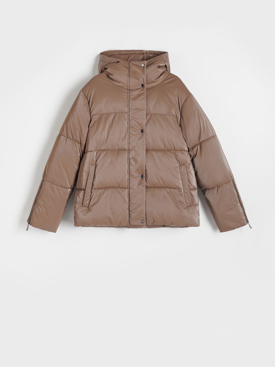 Jacket with zip fasteners to the cuffs - coffee - RESERVED - 6