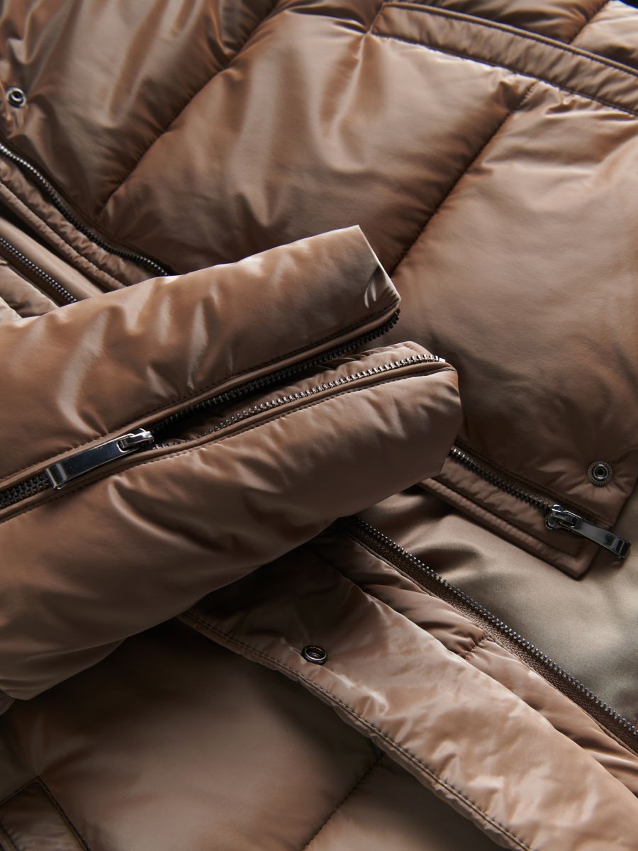 Jacket with zip fasteners to the cuffs - coffee - RESERVED - 7