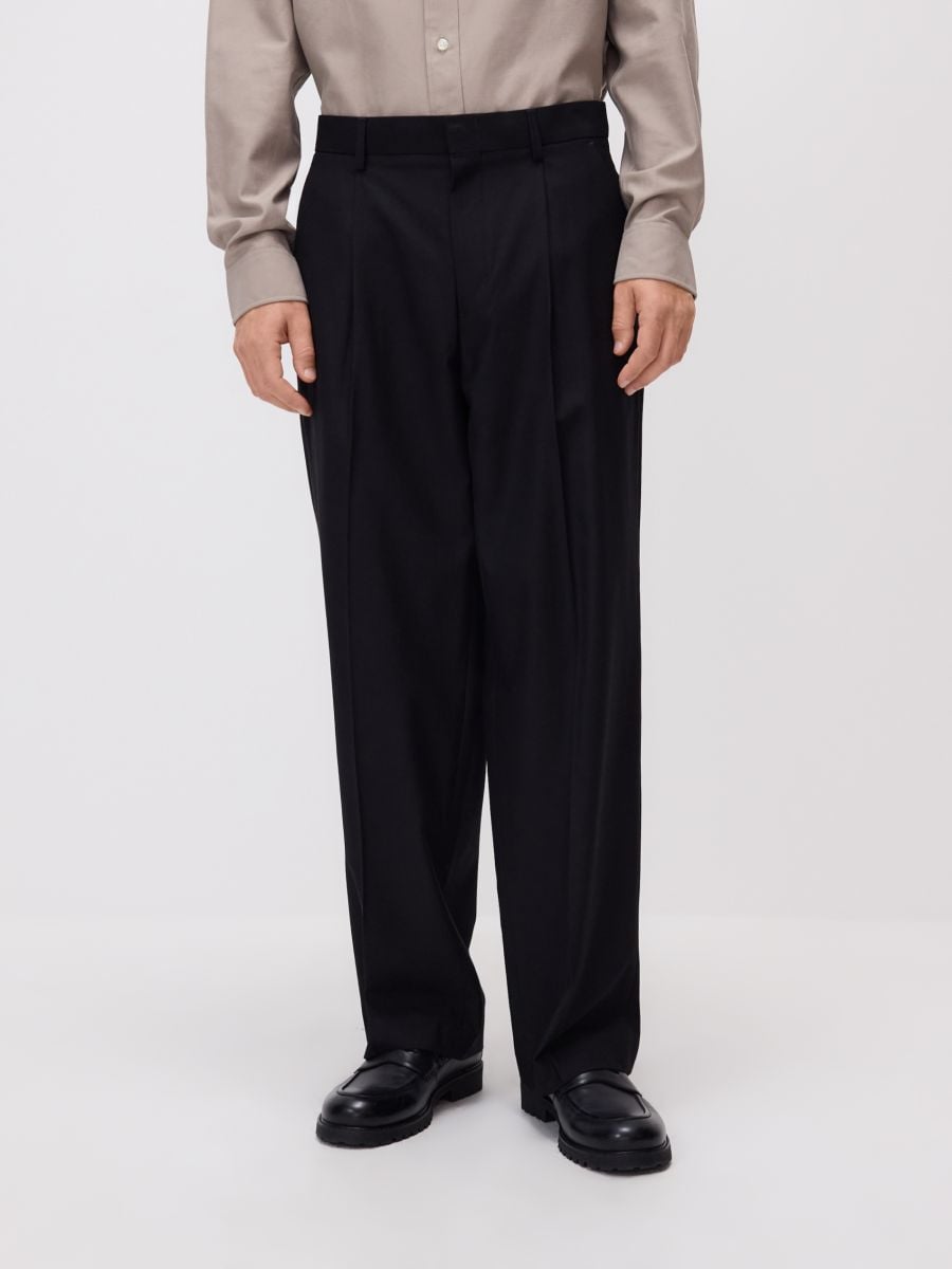 Wide leg chino trousers - black - RESERVED