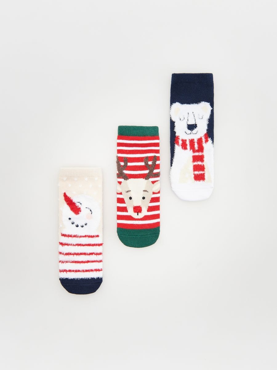 Komplet od 3 para čarapa s božićnim motivom - bež - RESERVED