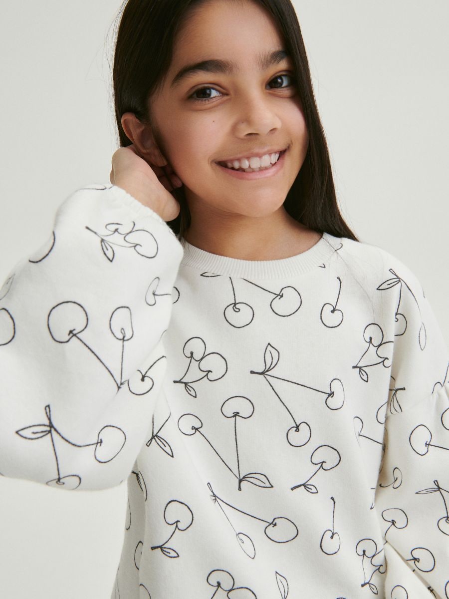 Sweatshirt with cherry pattern - cream - RESERVED - 4