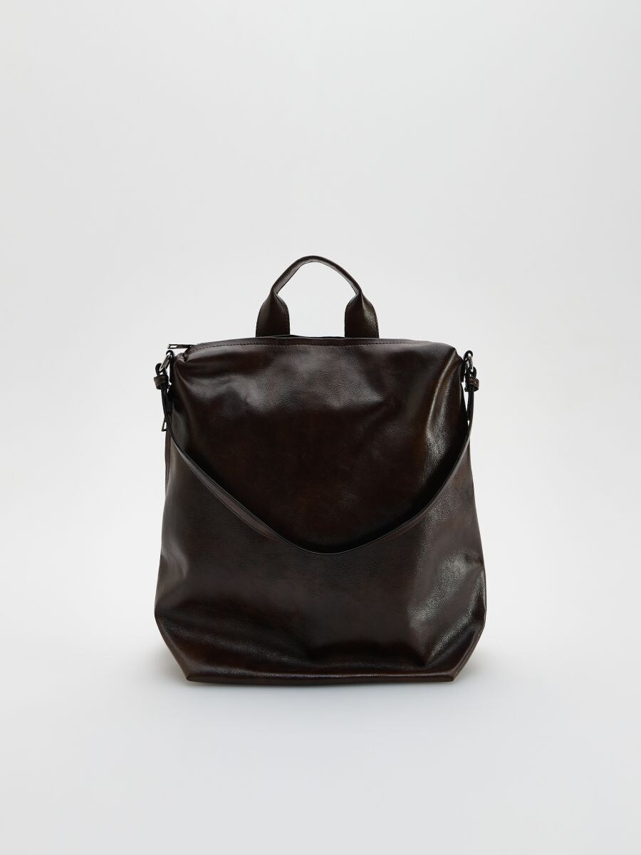 Faux leather backpack - dusty brown - RESERVED