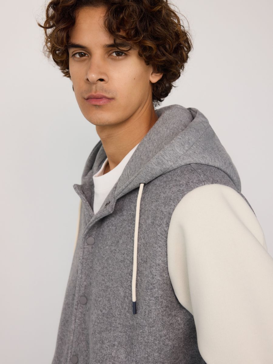 Hooded bomber jacket - mid grey - RESERVED