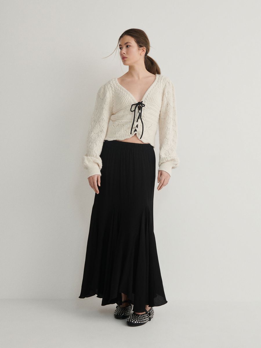 Maxi suknja s visokim sadržajem viskoze - crno - RESERVED
