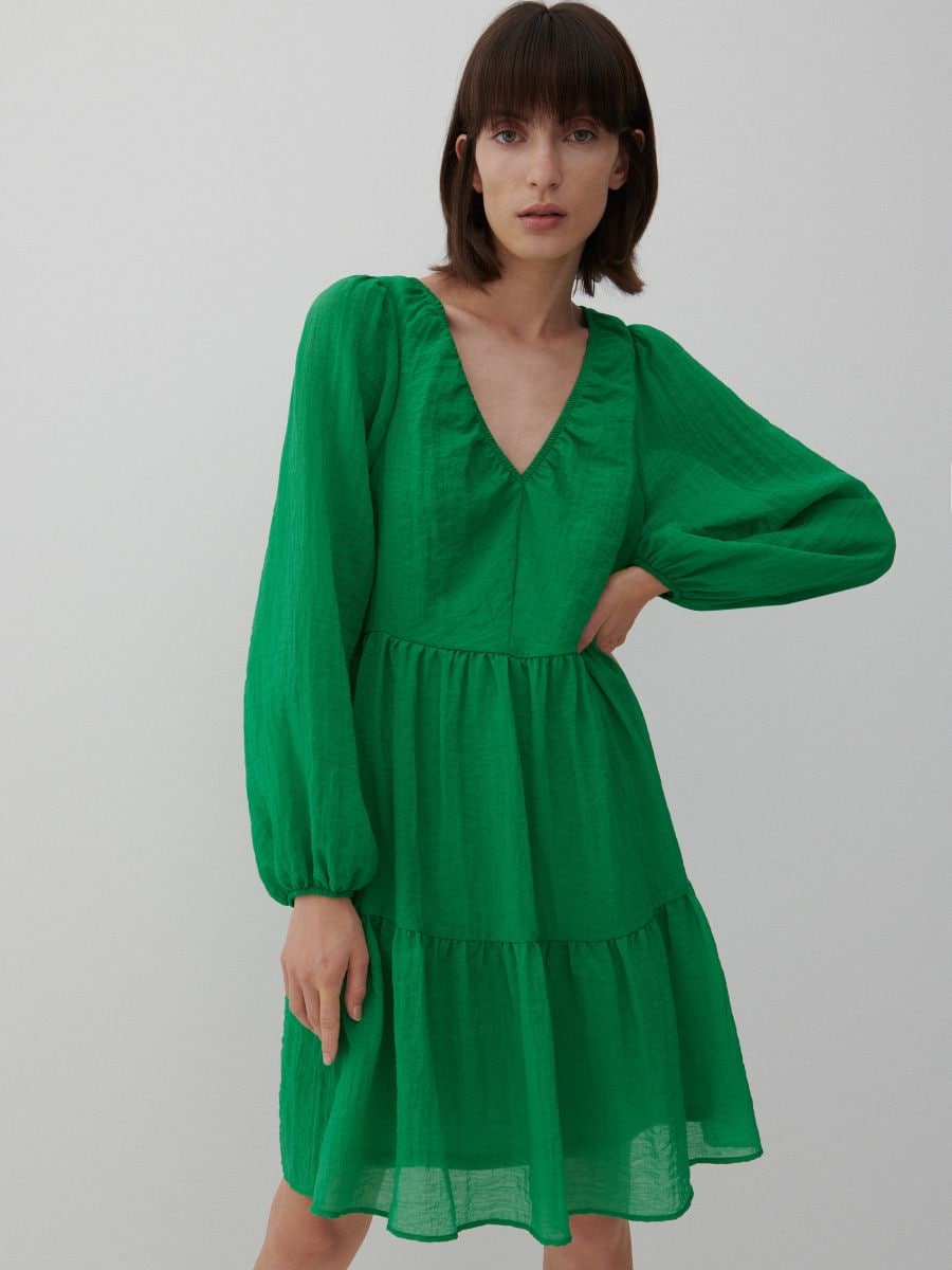 Kleid aus Strukturstoff - grün - RESERVED - 4