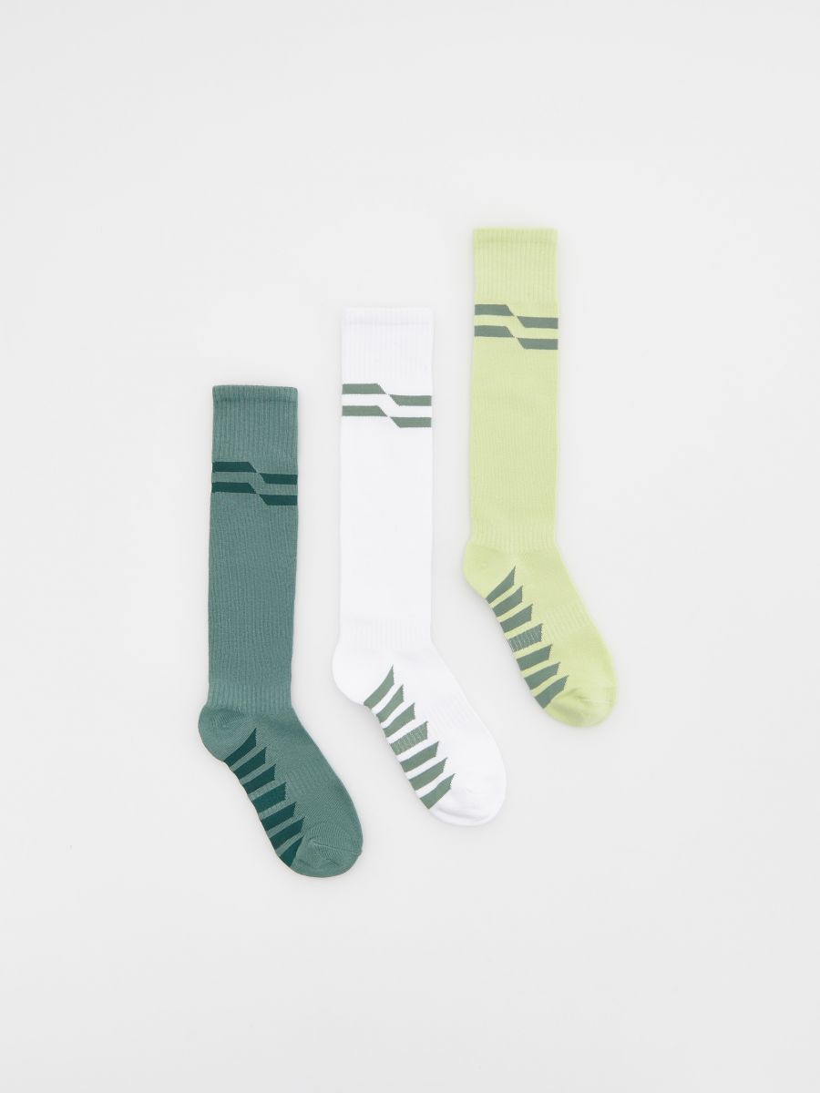 Súprava 3 párov bavlnených ponožiek - oceľovo zelená - RESERVED