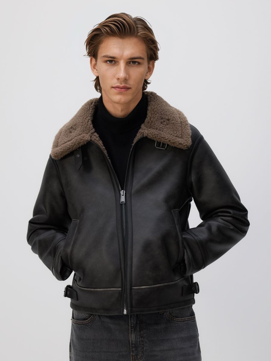Jacket with collar - dusty brown - RESERVED