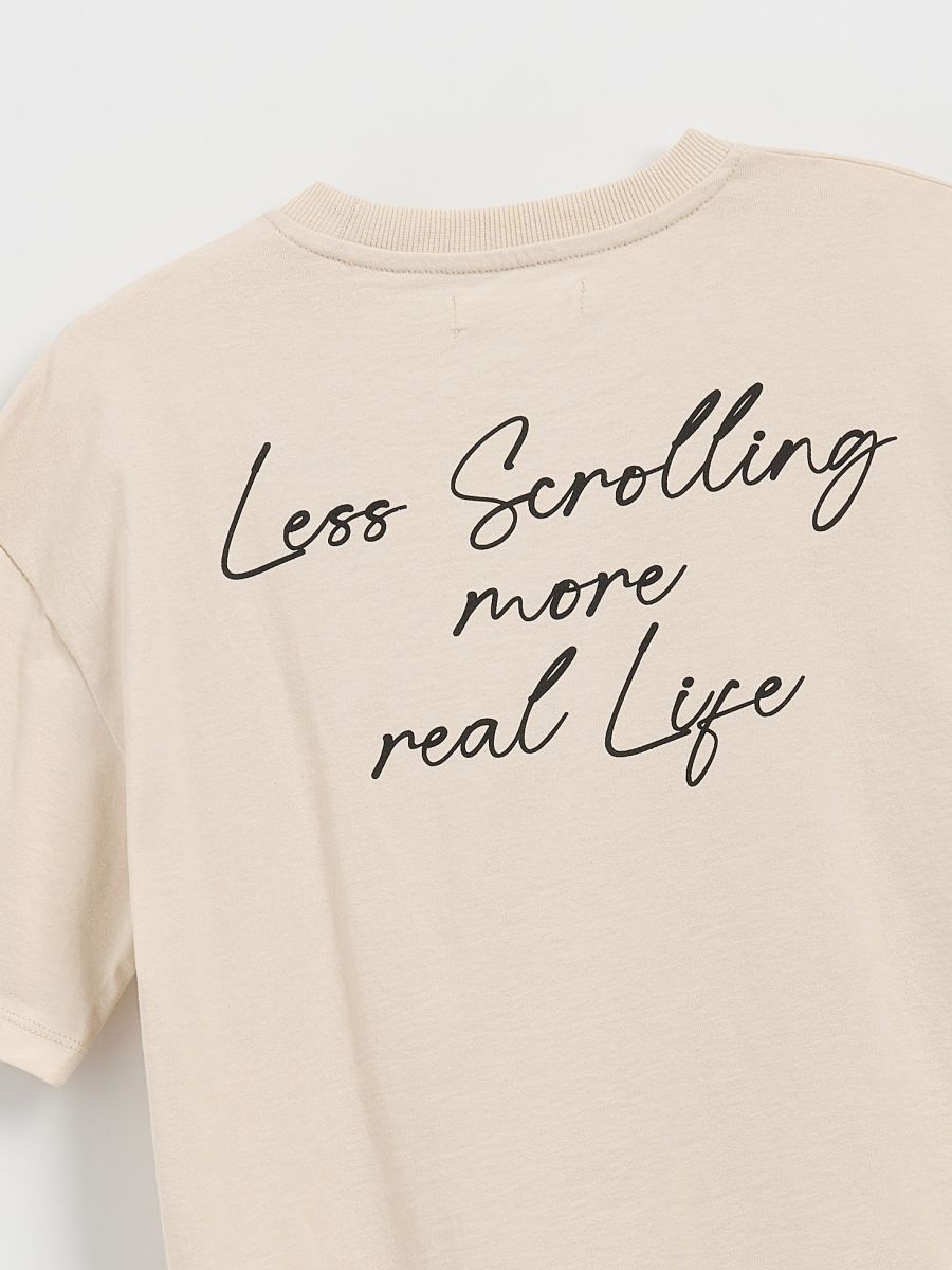 T-shirt with print - beige - RESERVED - 2