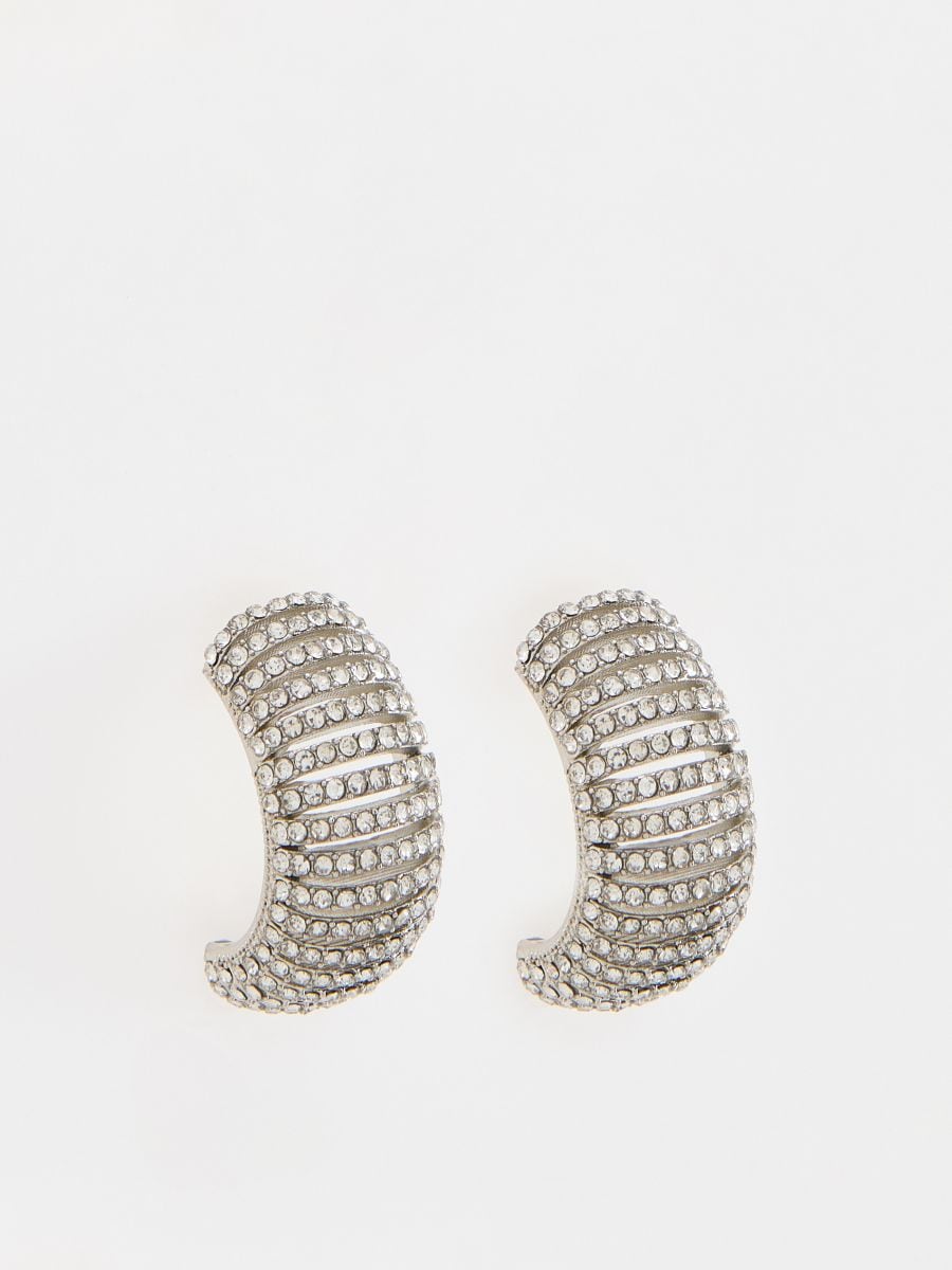 Half-round earrings - silver - RESERVED - 2