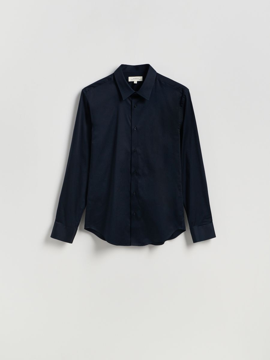 Bawełniana koszula slim fit - granatowy - RESERVED