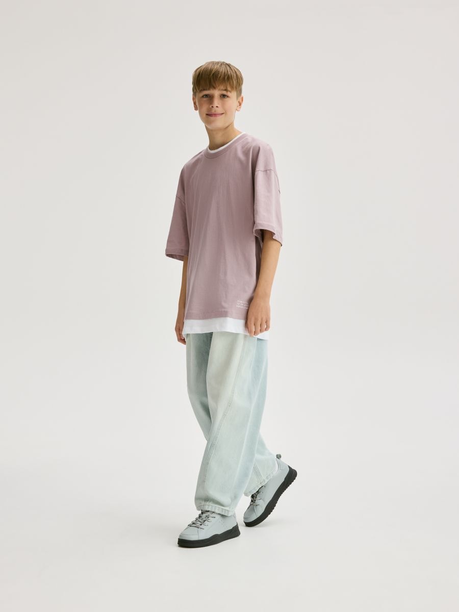 Cotton T-shirt with print - lavender - RESERVED - 4