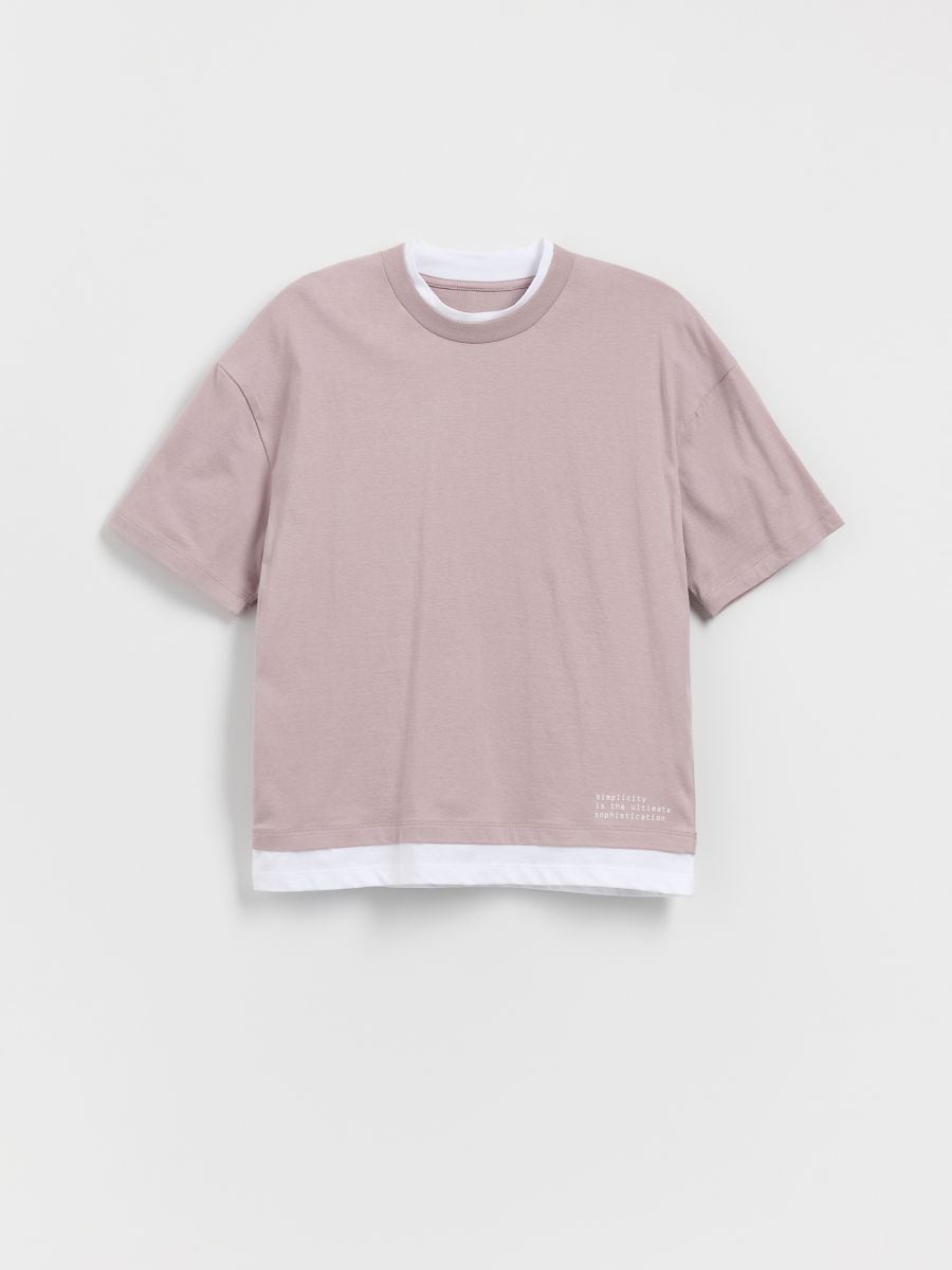Cotton T-shirt with print - lavender - RESERVED - 2