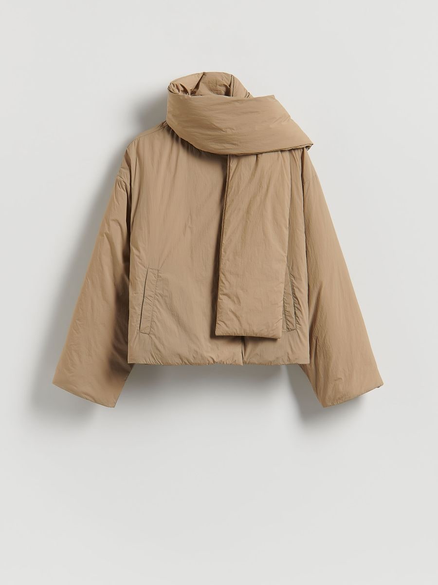 Coat with detachable scarf - beige - RESERVED