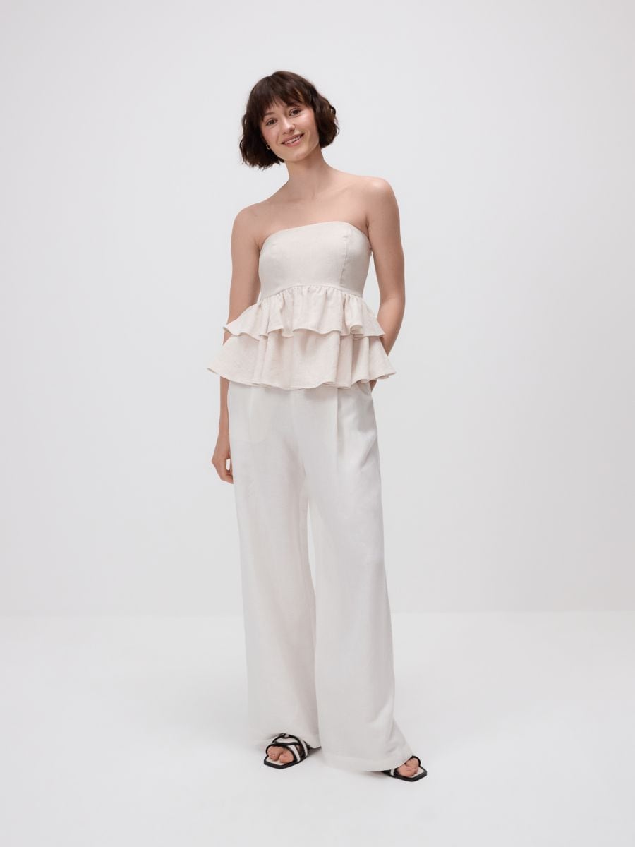 Linen-blend top - beige - RESERVED - 3