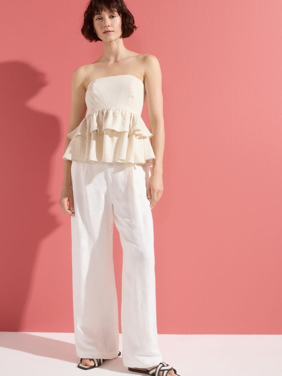 Linen-blend top - beige - RESERVED - 2
