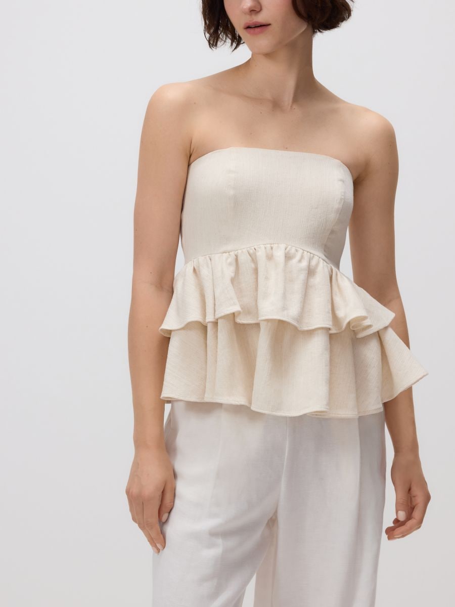 Linen-blend top - beige - RESERVED - 5