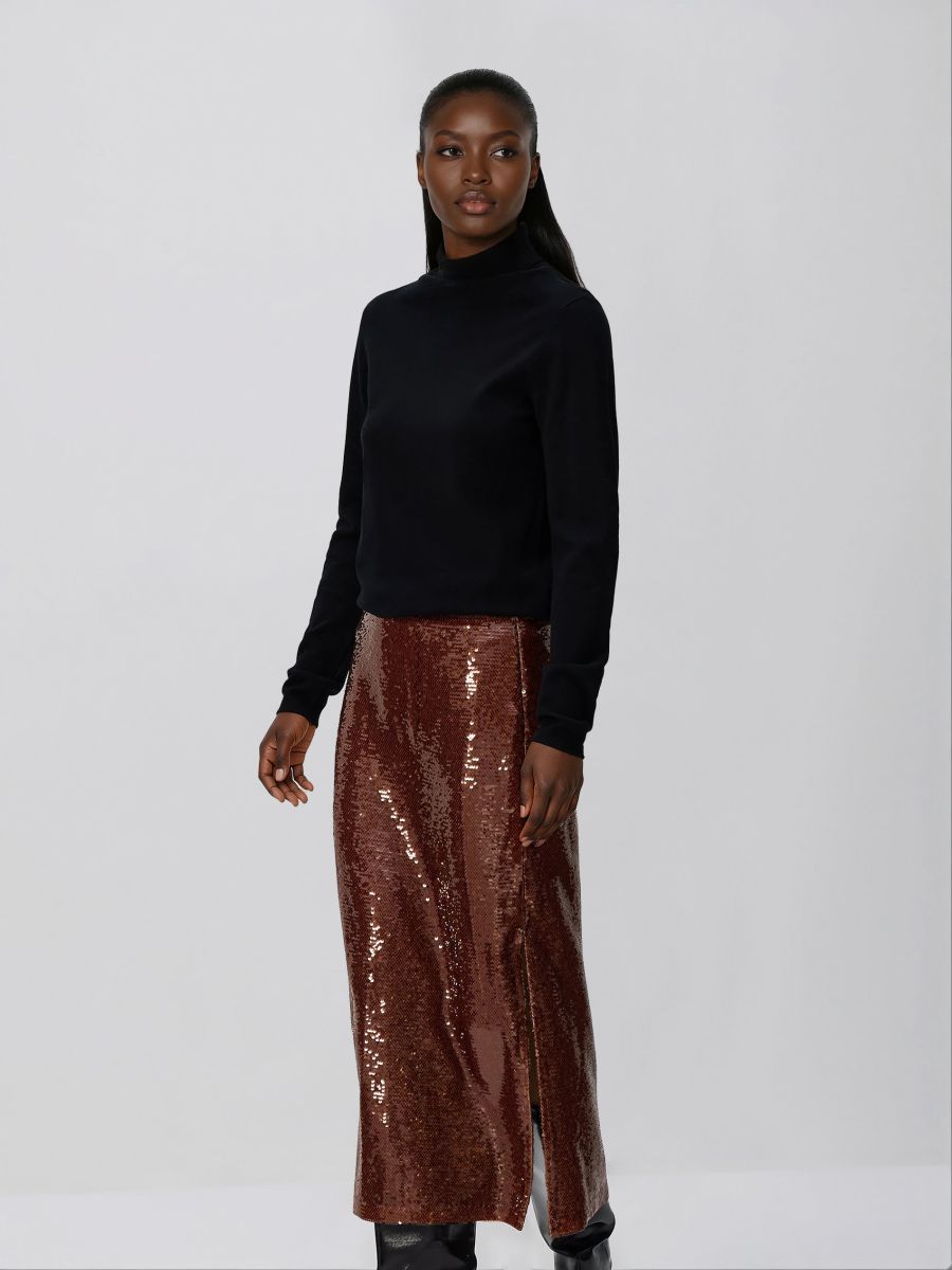 Мідіспідниця з паєтками - золотисто-коричневий - RESERVED