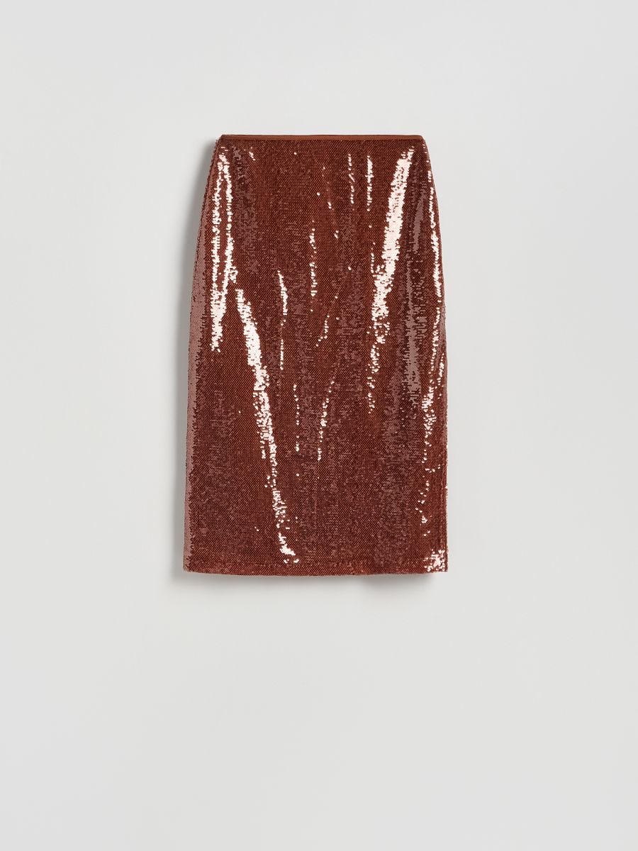 Sequin midi skirt - golden brown - RESERVED