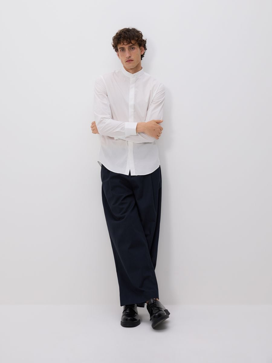 Slim fit cotton rich shirt - white - RESERVED