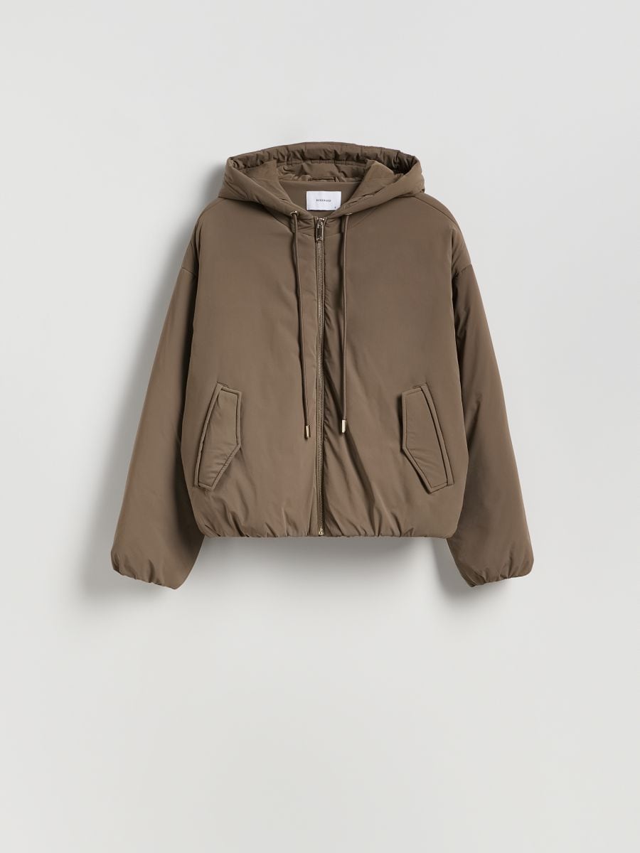 Bomber jacket with hood - taupe - RESERVED