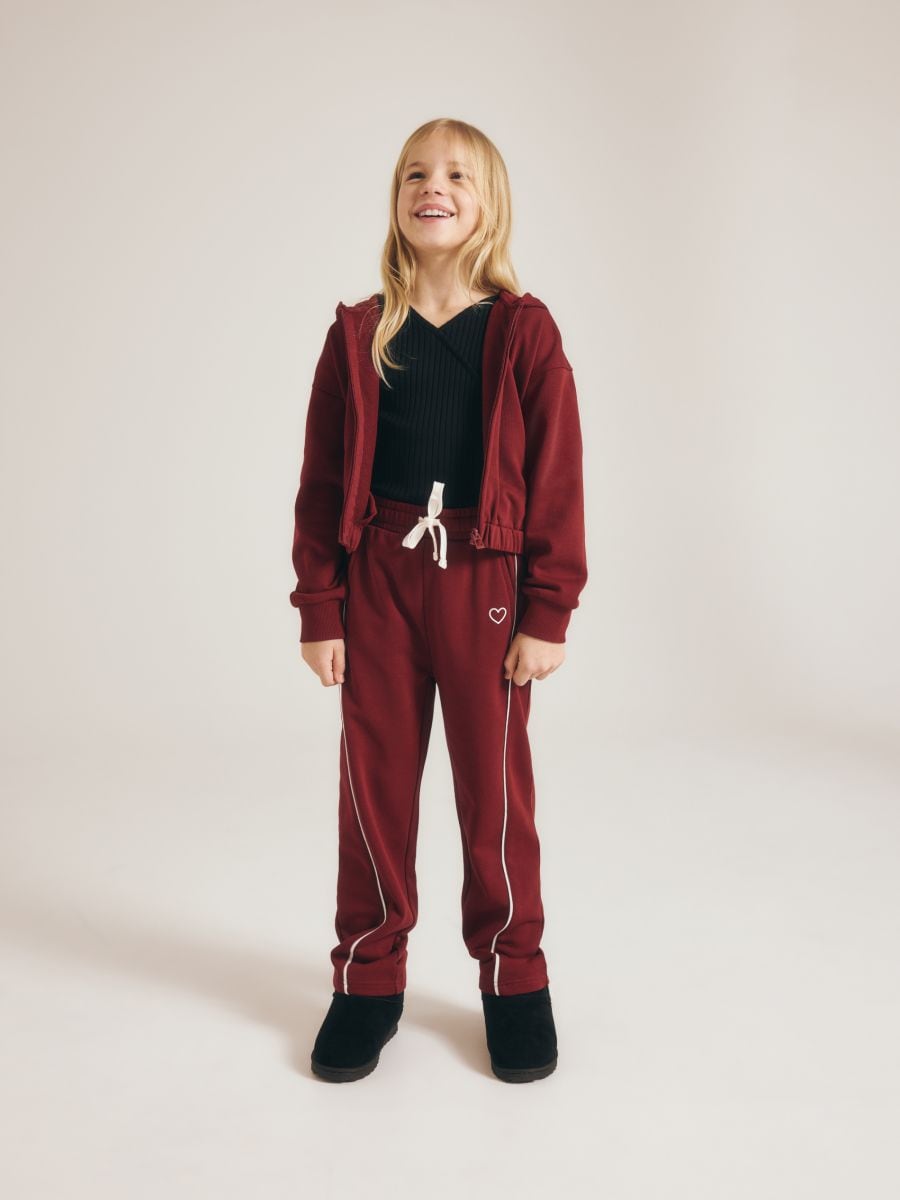 Sweatpants with stitching - maroon - RESERVED - 4