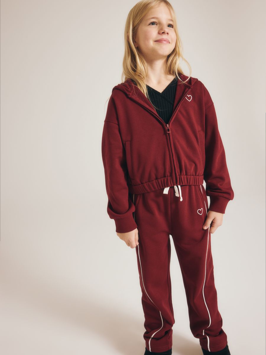 Sweatpants with stitching - maroon - RESERVED - 5