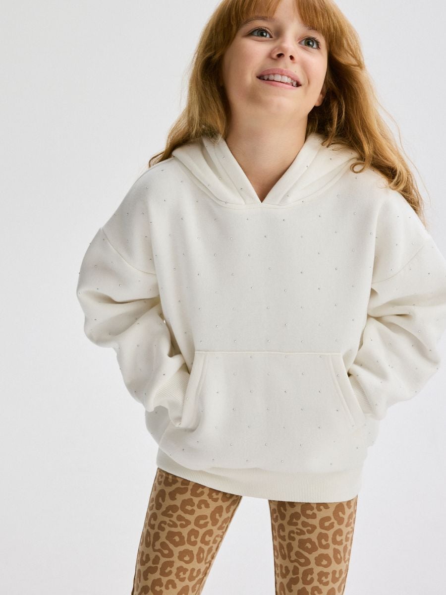 Patterned flare trousers - beige - RESERVED - 4