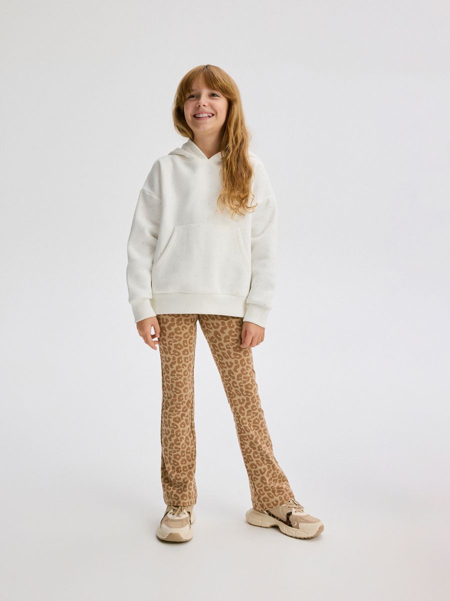 Patterned flare trousers - beige - RESERVED - 5