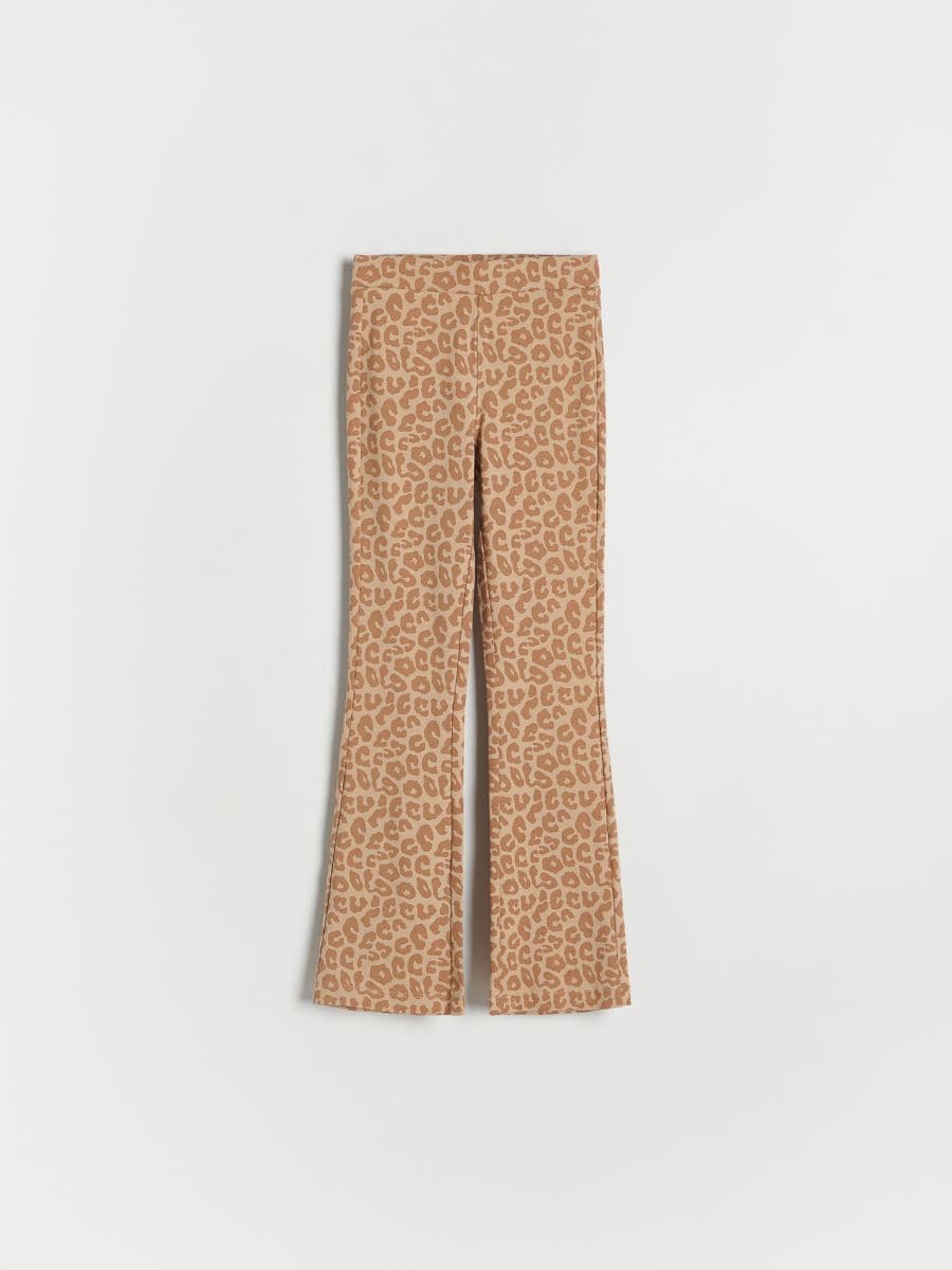 Patterned flare trousers - beige - RESERVED - 2