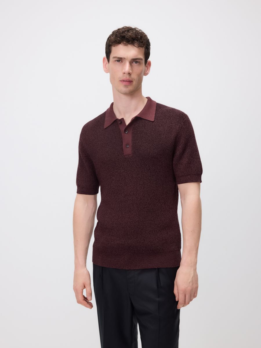 Strukturirana pletena polo majica - šareno - RESERVED