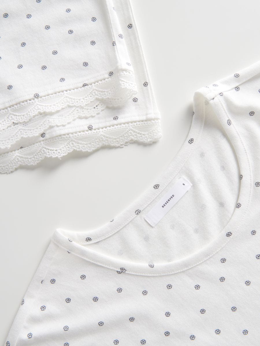 Zweiteiliges Pyjama-Set mit Spitzendetails - beige - RESERVED - 4
