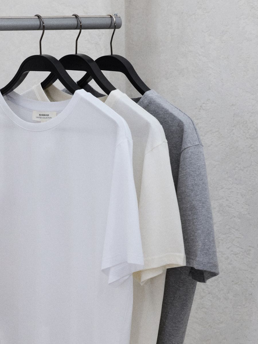 T-shirt de ajuste regular em mistura de modal - BRANCO - RESERVED