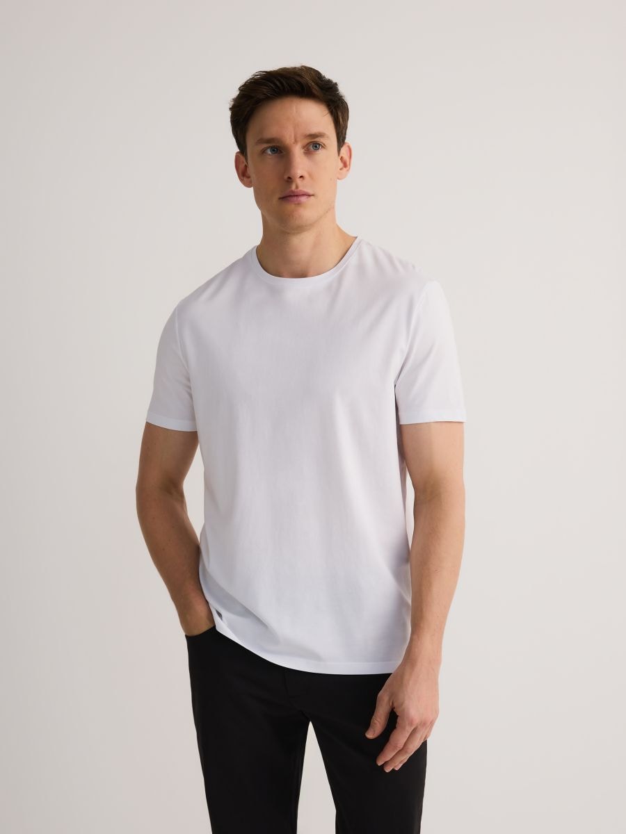 Slim fit T-shirt van een modalmix - wit - RESERVED