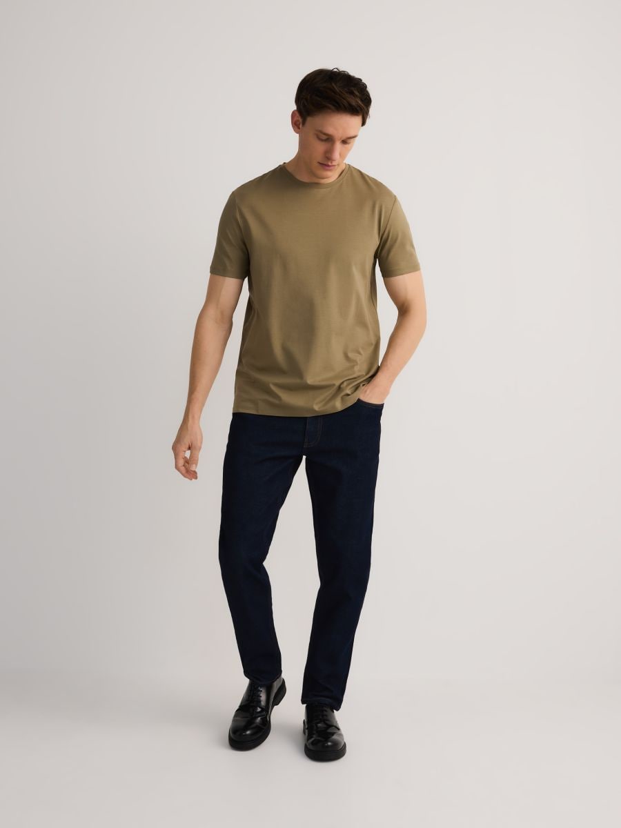 T-shirt regular z modalem - oliwkowy - RESERVED