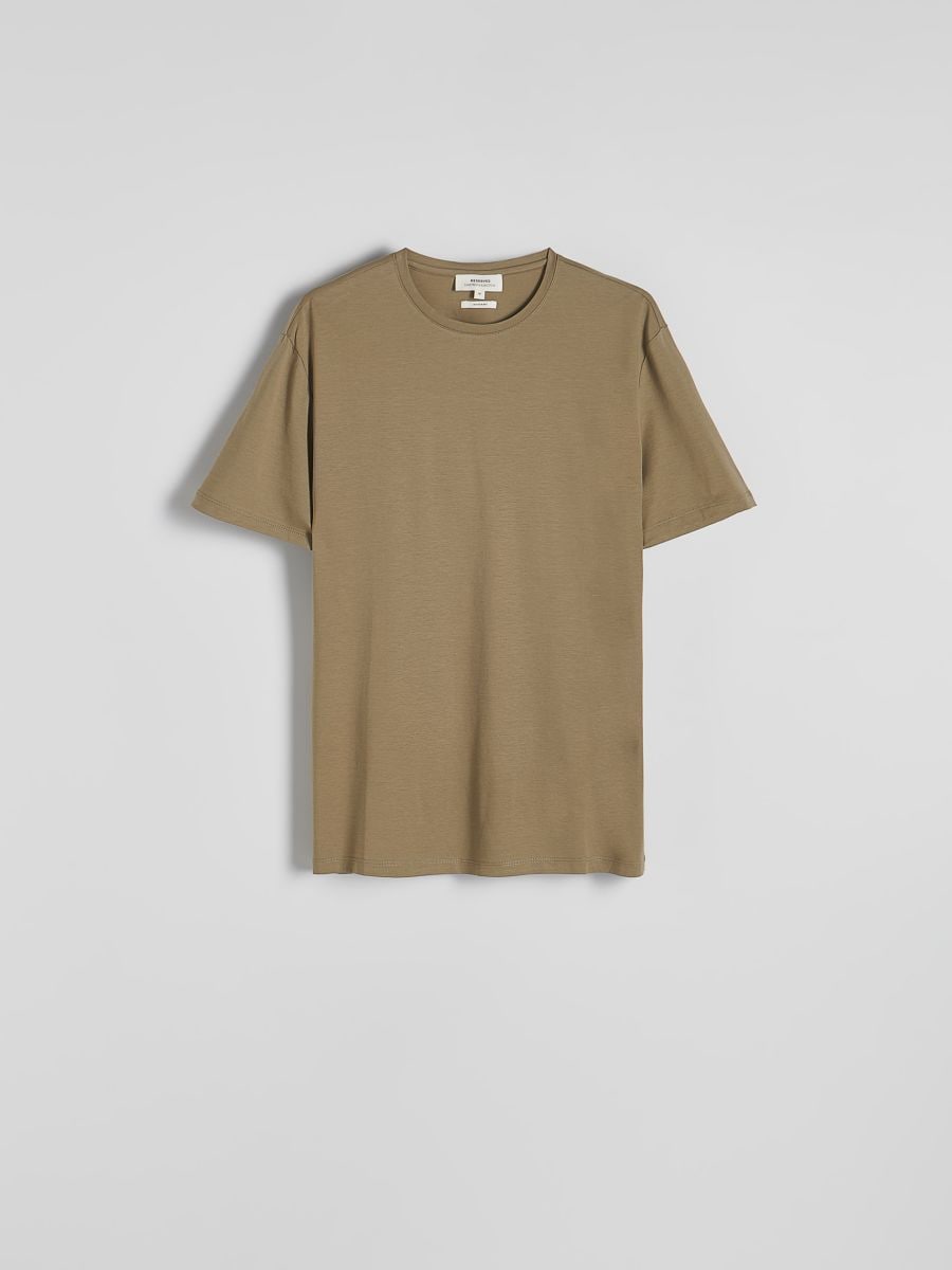T-shirt regular z modalem - oliwkowy - RESERVED