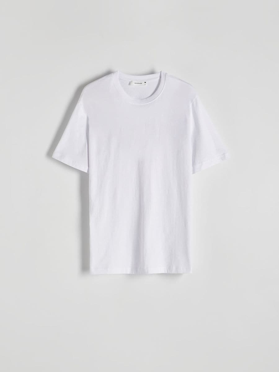 Bawełniany t-shirt regular - biały - RESERVED
