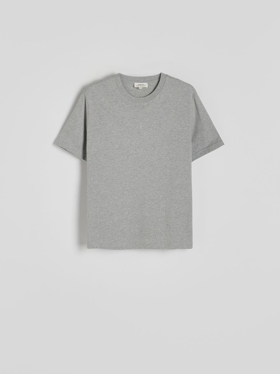 Regular fit cotton T-shirt - light grey - RESERVED