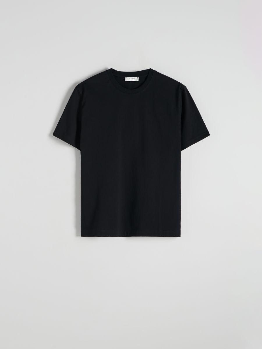 Bawełniany t-shirt regular - czarny - RESERVED
