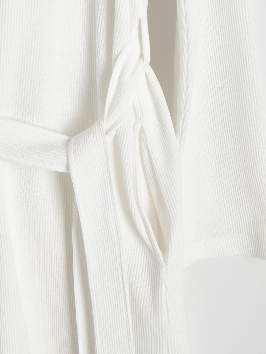 Waffle texture dressing gown - cream - RESERVED - 4