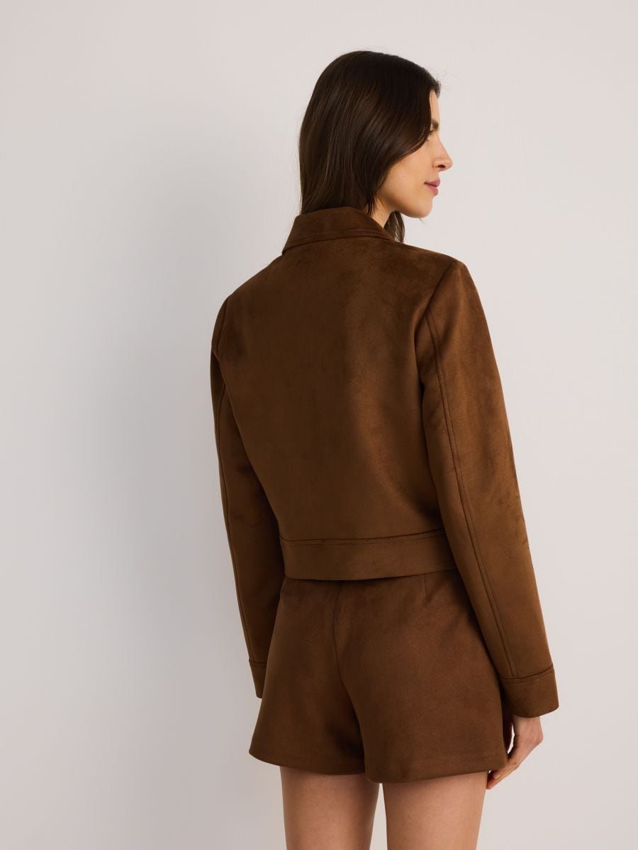 Jupe-short en daim synthétique - brun mordoré - RESERVED - 6