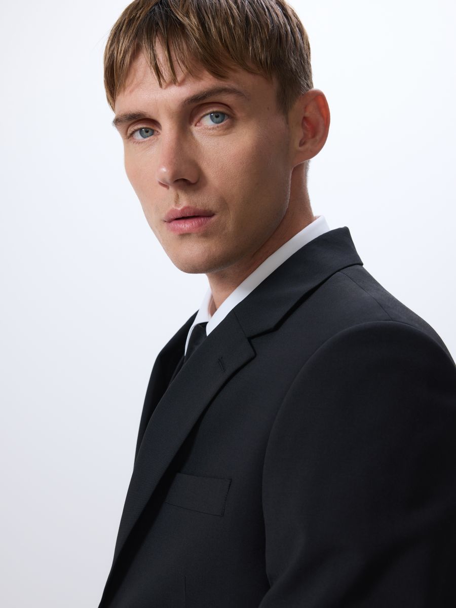 Single-breasted blazer with wool blend - black - RESERVED - 2