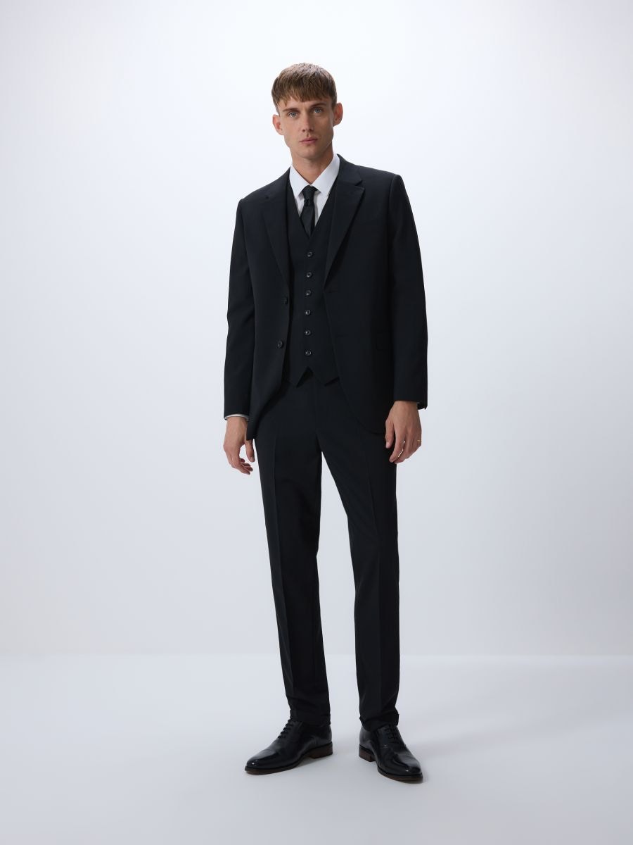 Single-breasted blazer with wool blend - black - RESERVED - 3