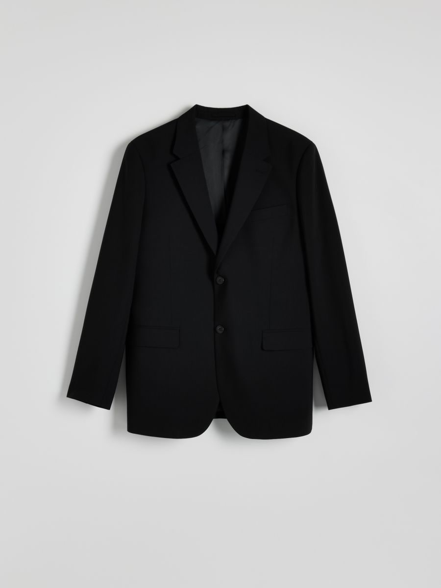 Single-breasted blazer with wool blend - black - RESERVED - 5