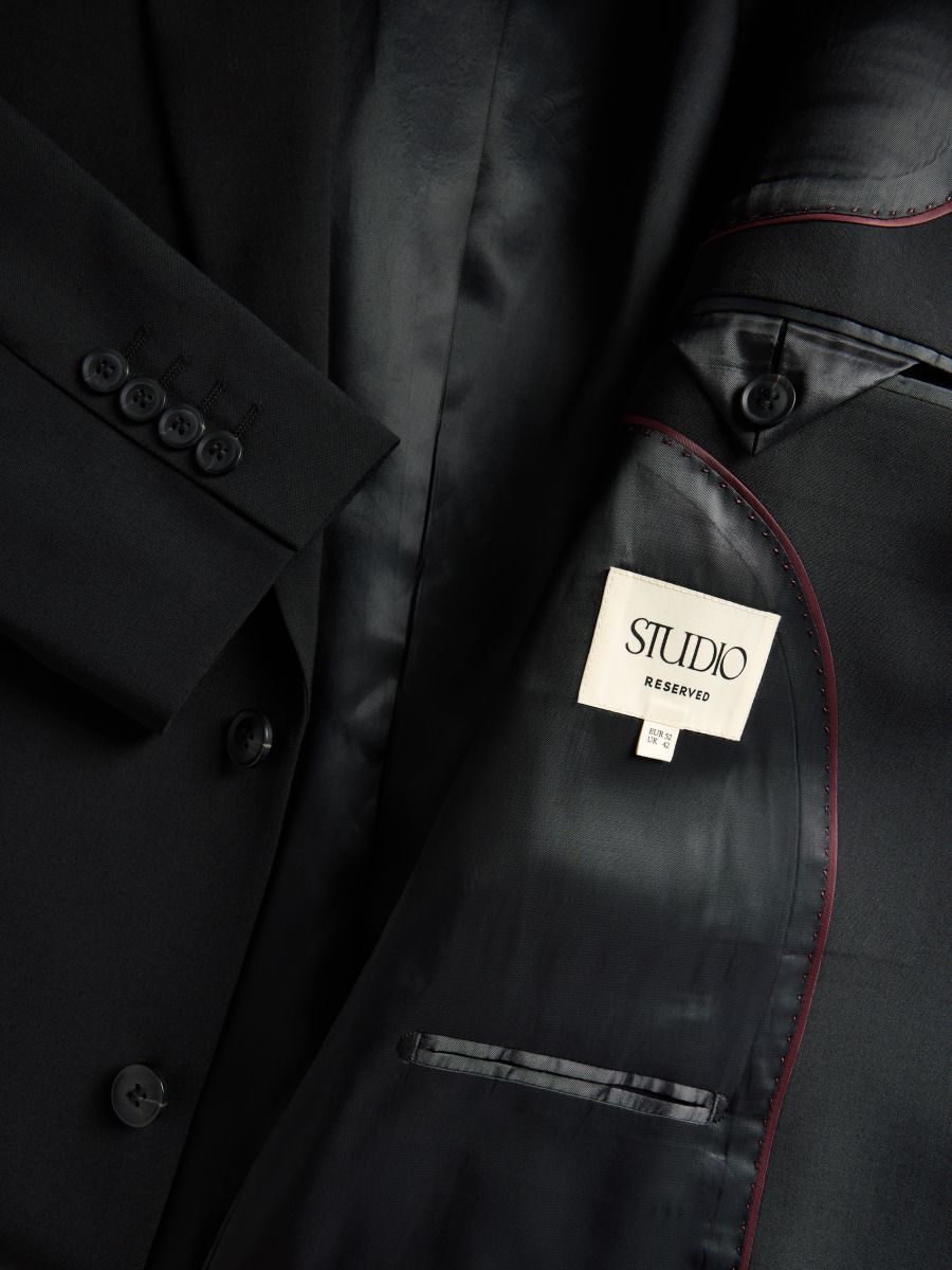 Blazer assertoado simples com mistura de lã - PRETO - RESERVED - 2